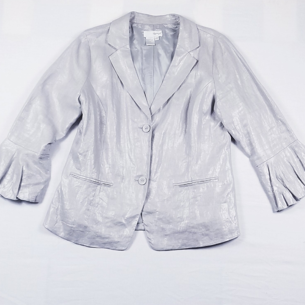 Spiegel gray/silver 2 button bell sleeve blazer!